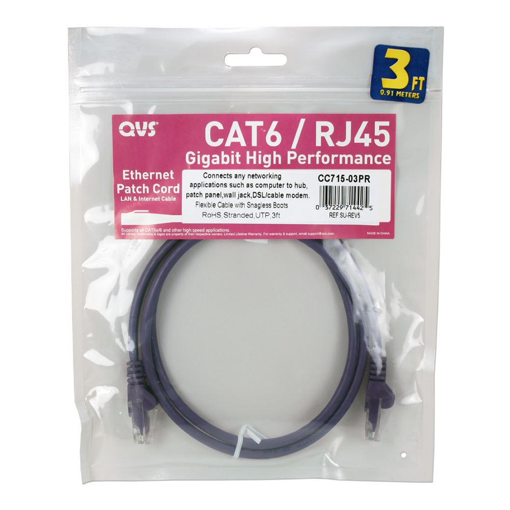 Gray QVS CC715-50 CAT6 Cable 50 Feet 
