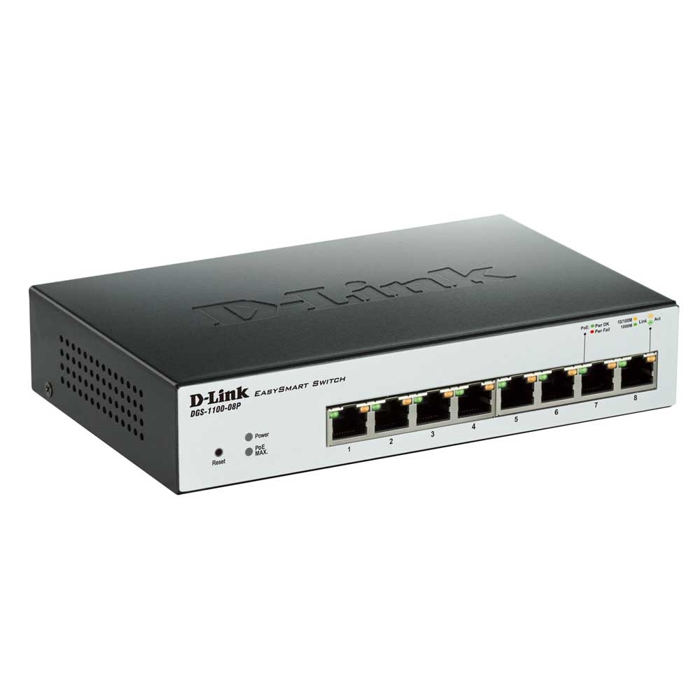 D Link Dgs 1100 08p Easysmart 8 Port Gigabit Switch With Power Over Ethernet Poe Micro Center