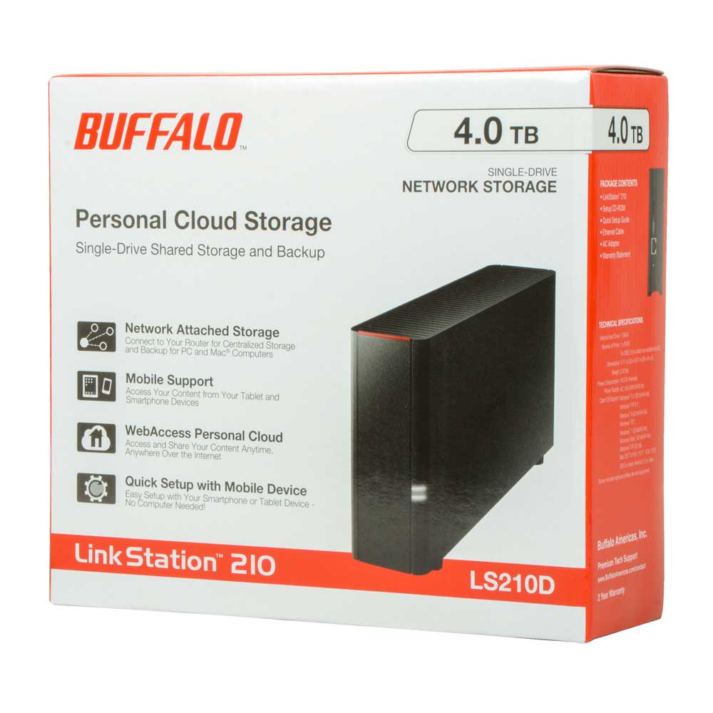 Pump magnet nedsænket BUFFALO LinkStation 210 4 TB NAS Personal Cloud Storage with Hard Drives  Included (LS210D0401) - Micro Center