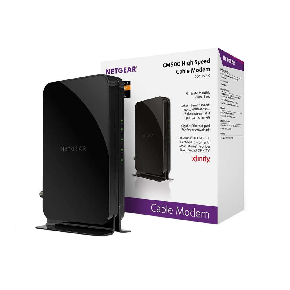 Netgear Cm500 Docsis 3 0 Cable Modem 16 X 4 Bonded Channels 680 Mbps Max Speed 1 Ethernet Ports Compatible With Cable Micro Center