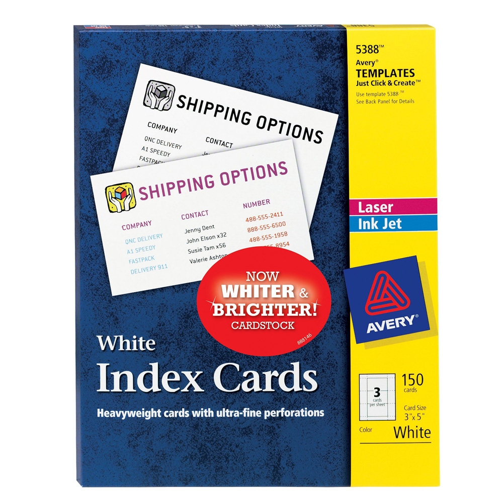 Avery 225 Index Cards 225" x 25" White Uncoated 1250 Pack - Micro Center With Regard To 3 X 5 Index Card Template