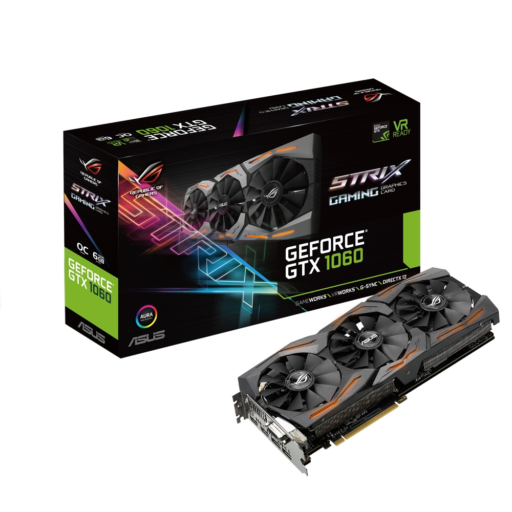 Asus Strix Geforce Gtx 1060 Overclocked Triple Fan 6gb Gddr5 Pcie Video Card Micro Center