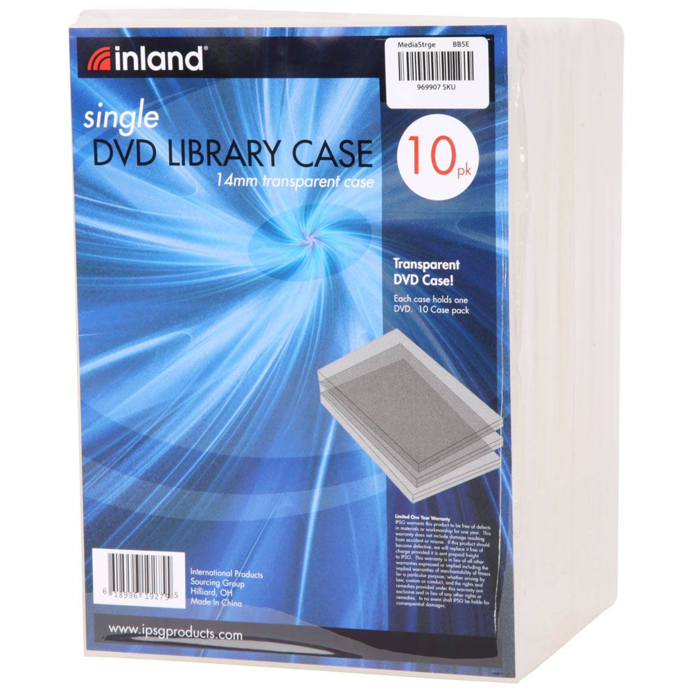 Inland 14mm Clear Dvd Case 10 Pack Micro Center