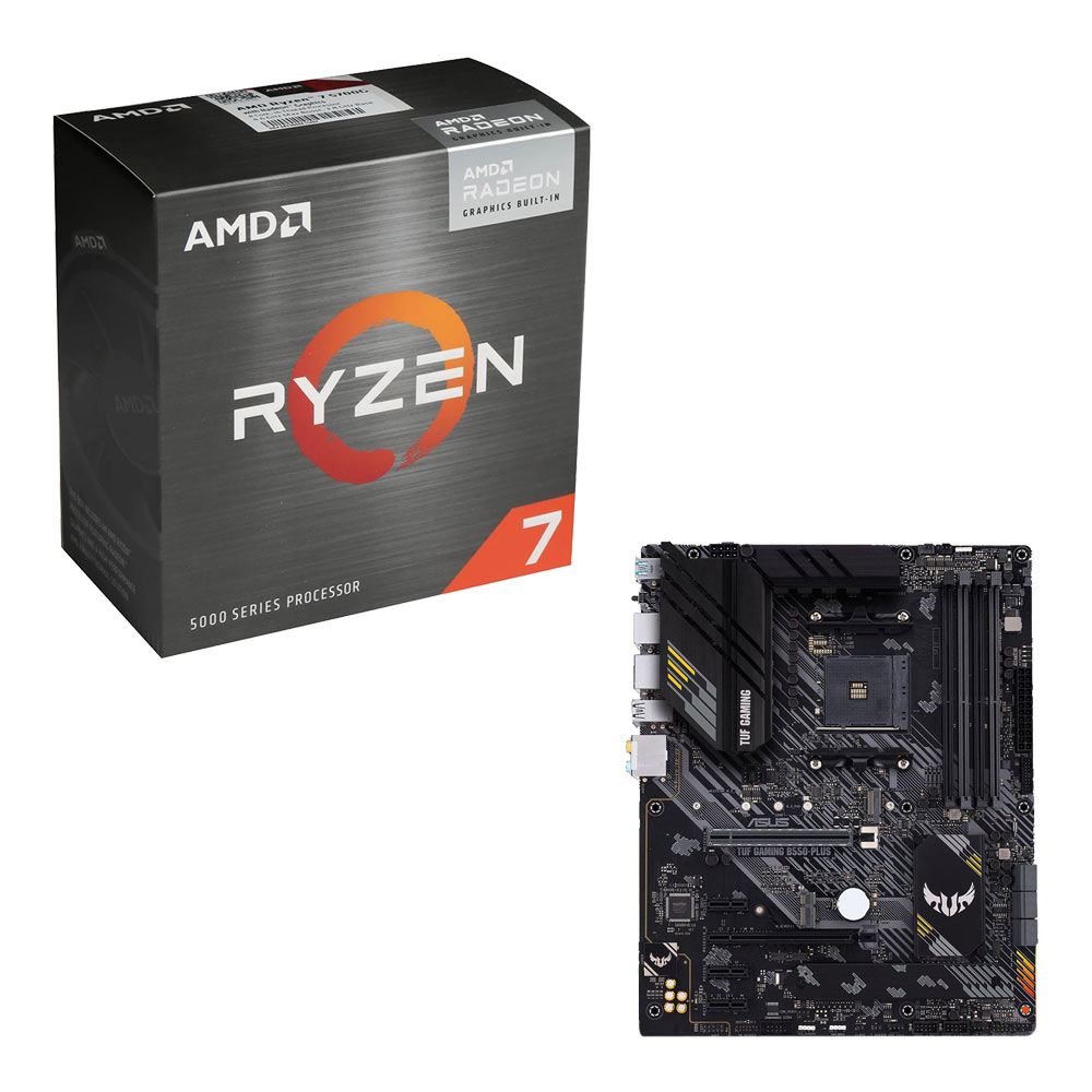 AMD Ryzen 7 5700G with Wraith Stealth Cooler, ASUS B550-PLUS TUF 