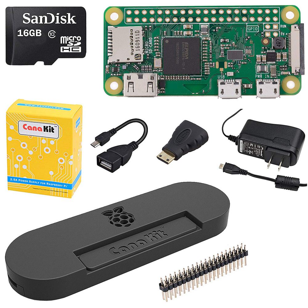 Canakit Starter Kit With Premium Black Case For Raspberry Pi Zero W