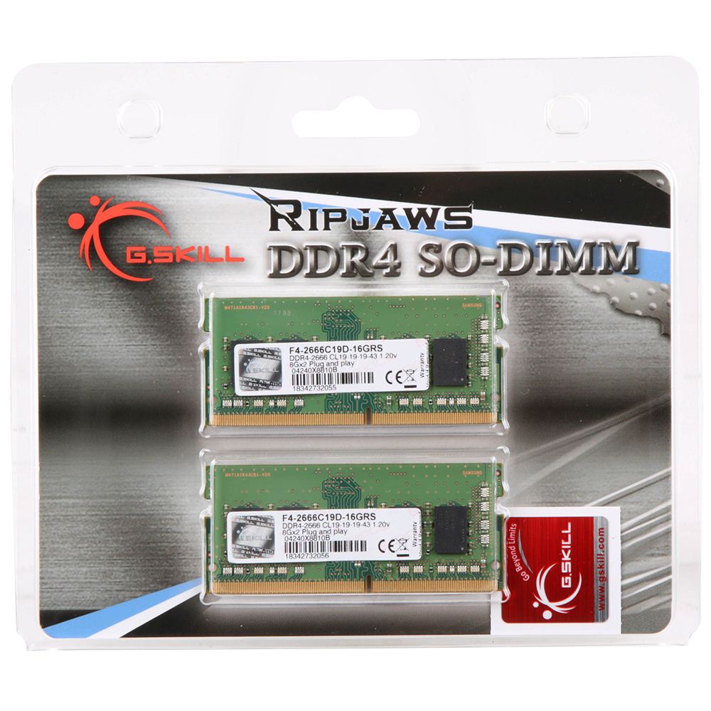 G.Skill Ripjaws 16GB 2 x 8GB DDR4-2666 PC4-21300 CL19 Dual Channel SO-DIMM  Memory Kit F4-2666C19D-16GRS - Micro Center