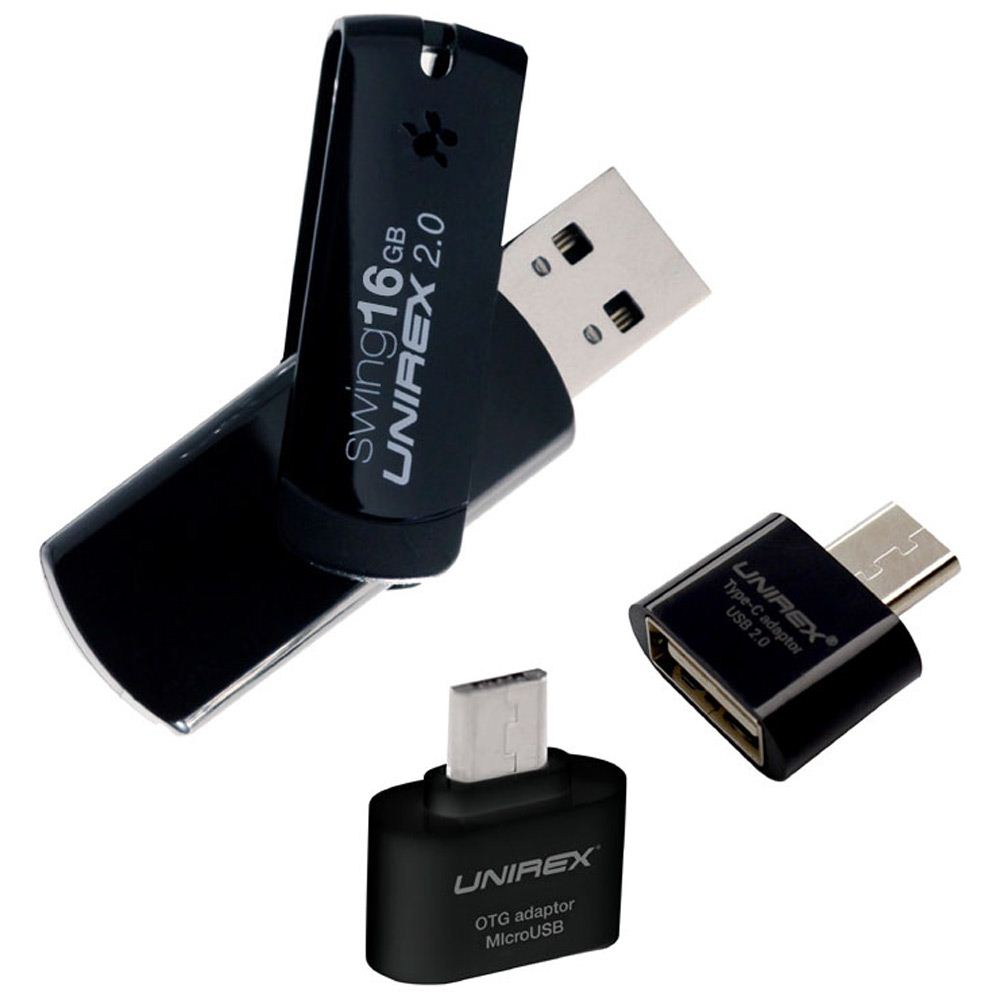 Swing 16GB Unirex USFW-216S USB 2.0 Flash Drive Black 