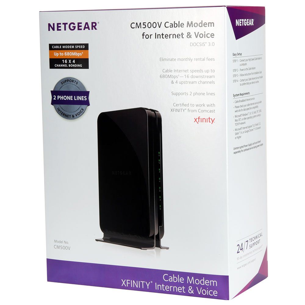 Netgear Cm500v Docsis 3 0 Cable Modem With Voice Micro Center