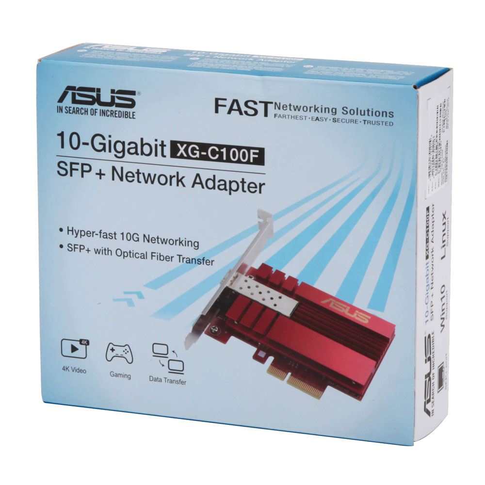 Fiber Optic Network Adapter Asus XG-C100F 10Gbps PCIe 2.0/3.0 X4 SFP
