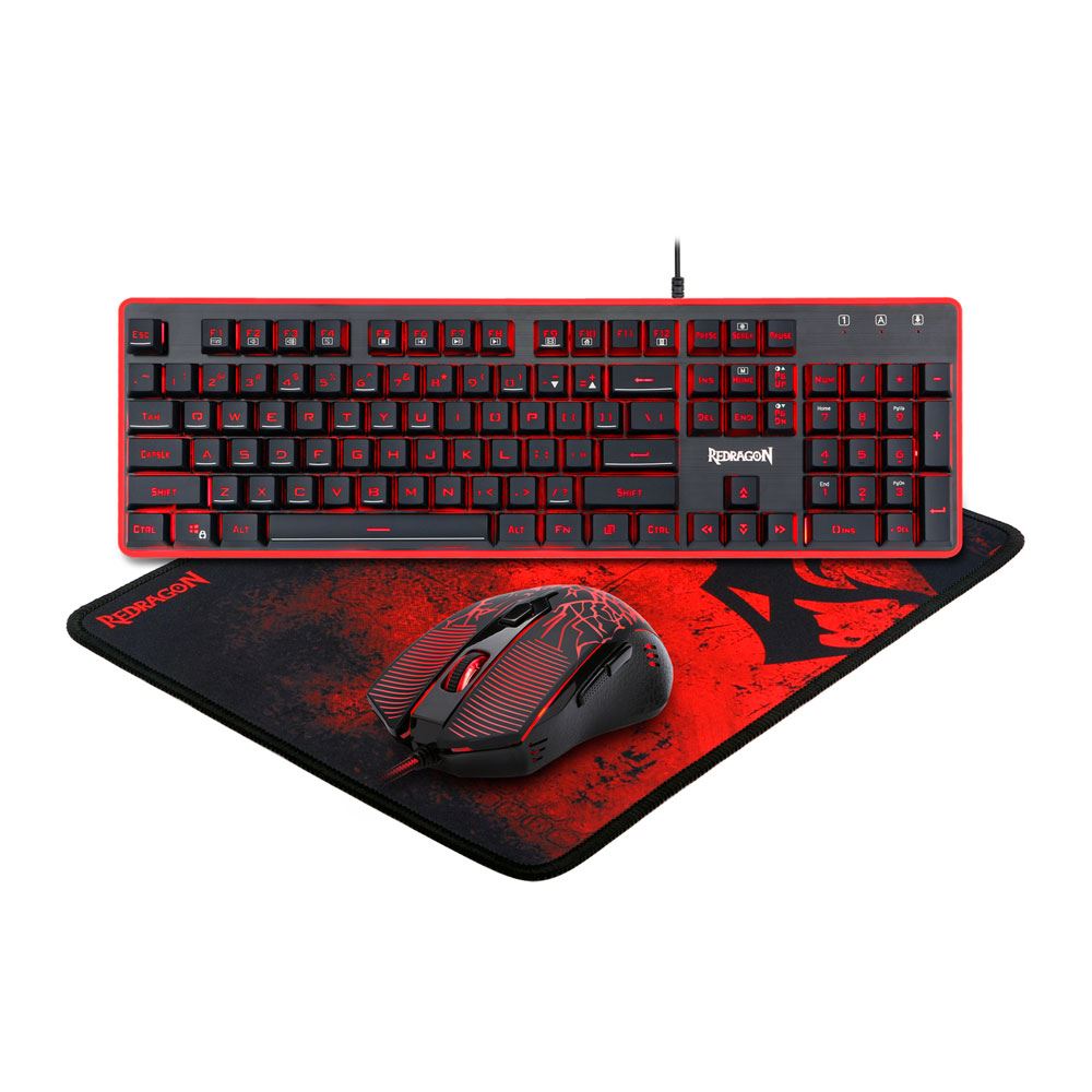 grandmother Finally Play computer games Redragon S107 Gaming Keyboard and Mouse Combo w / Mousepad - Micro Center