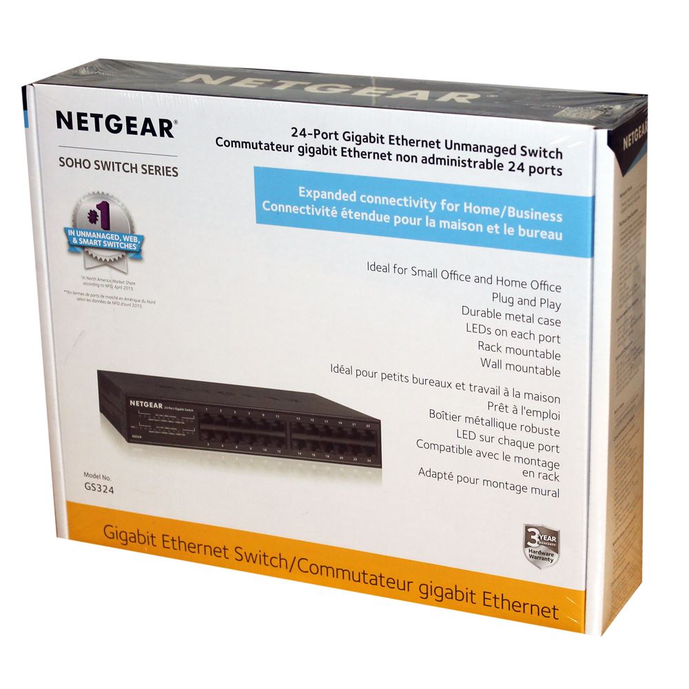 24 Port Netgear Soho Gigabit Ethernet Switch Gs324 Switch 24 Ports Unmanaged Rack Mountable Dell Usa