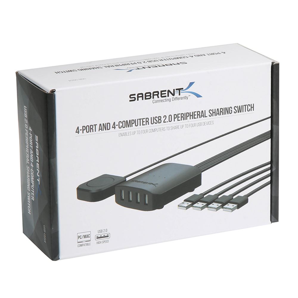 Sabrent USB 2.0 Sharing Switch up to 4 Computers and Peripherals LED Device Indicators USB-USS4 Renewed 