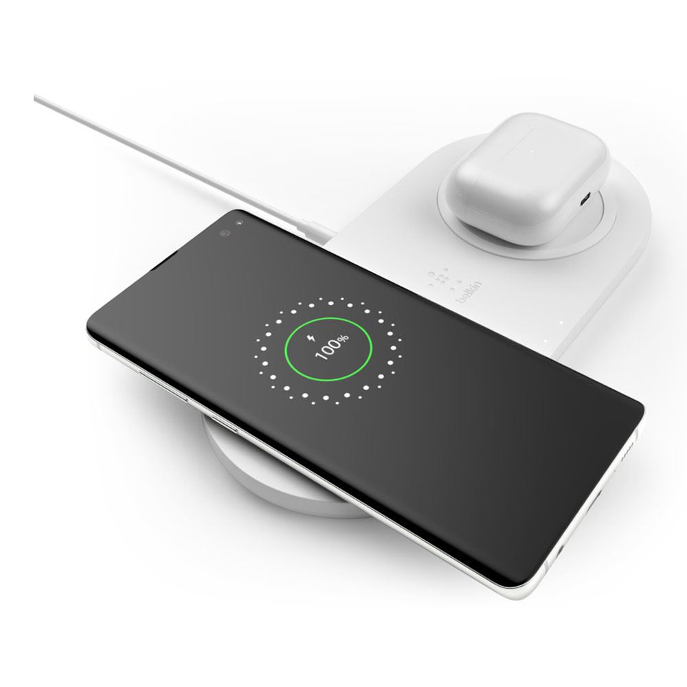 Dual Wireless Charging Pad 10W for iPhone 11, 11 Pro, 11 Pro Max, Galaxy S20, S20+, S20 Ultra, Pixel 4, 4XL, AirPods and more Black Belkin Dual Wireless Charger