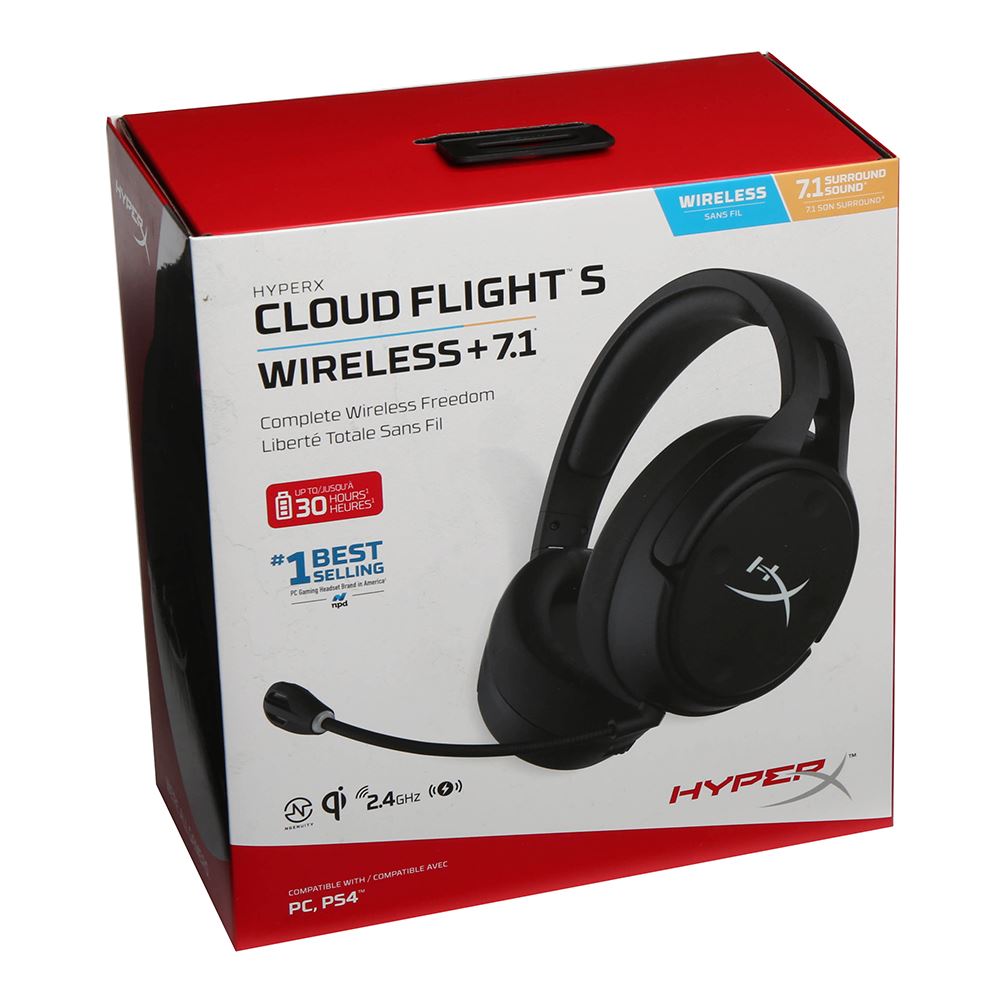 Hyperx Cloud Flight S Wireless Gaming Headset W 7 1 Surround Sound And Qi Charging For Pc Ps4 Black Micro Center