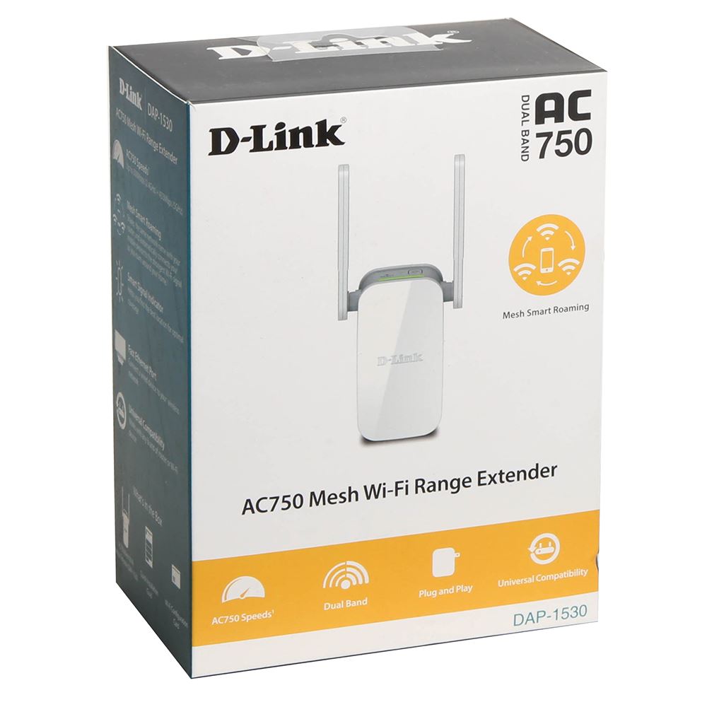 DAP-1530-US D-Link WiFi Range Extender Plug Mesh AC750 Dual Band Wireless or Ethernet Port 