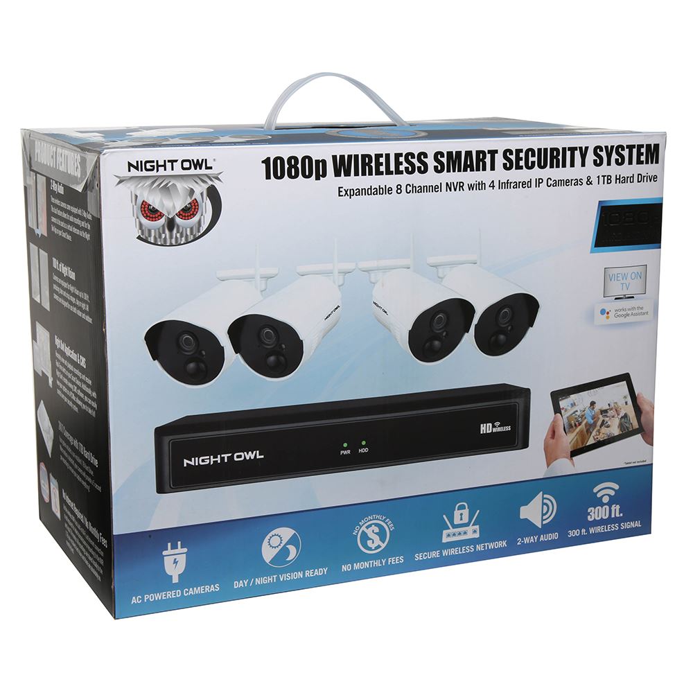 Night Owl Hd Wifi Nvr Security Kit 8 Channel 4 Cameras Included 1tb Pre Installed Hdd 1080p Resolution Micro Center