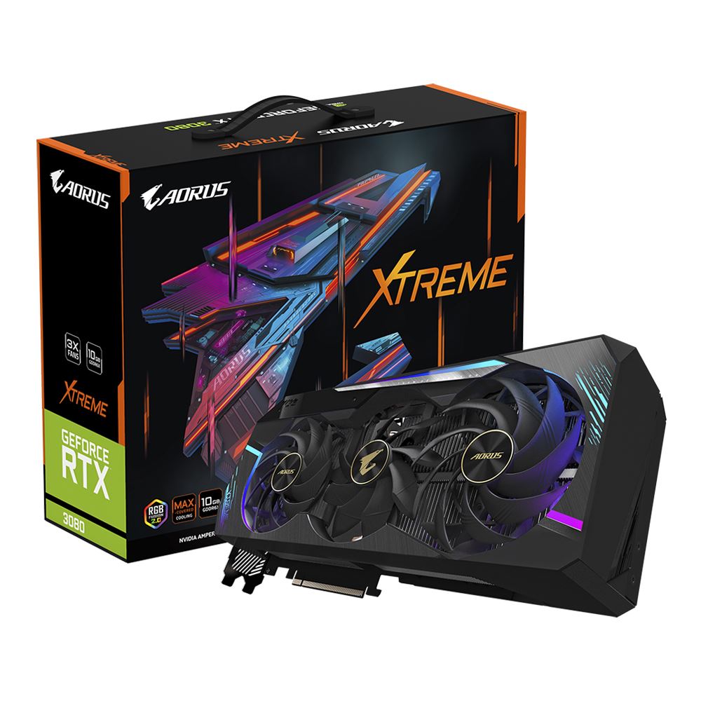 Gigate Geforce Rtx 3080 Aorus Xtreme Overclocked Triple Fan 10gb Gddr6x Pcie 4 0 Graphics Card Micro Center