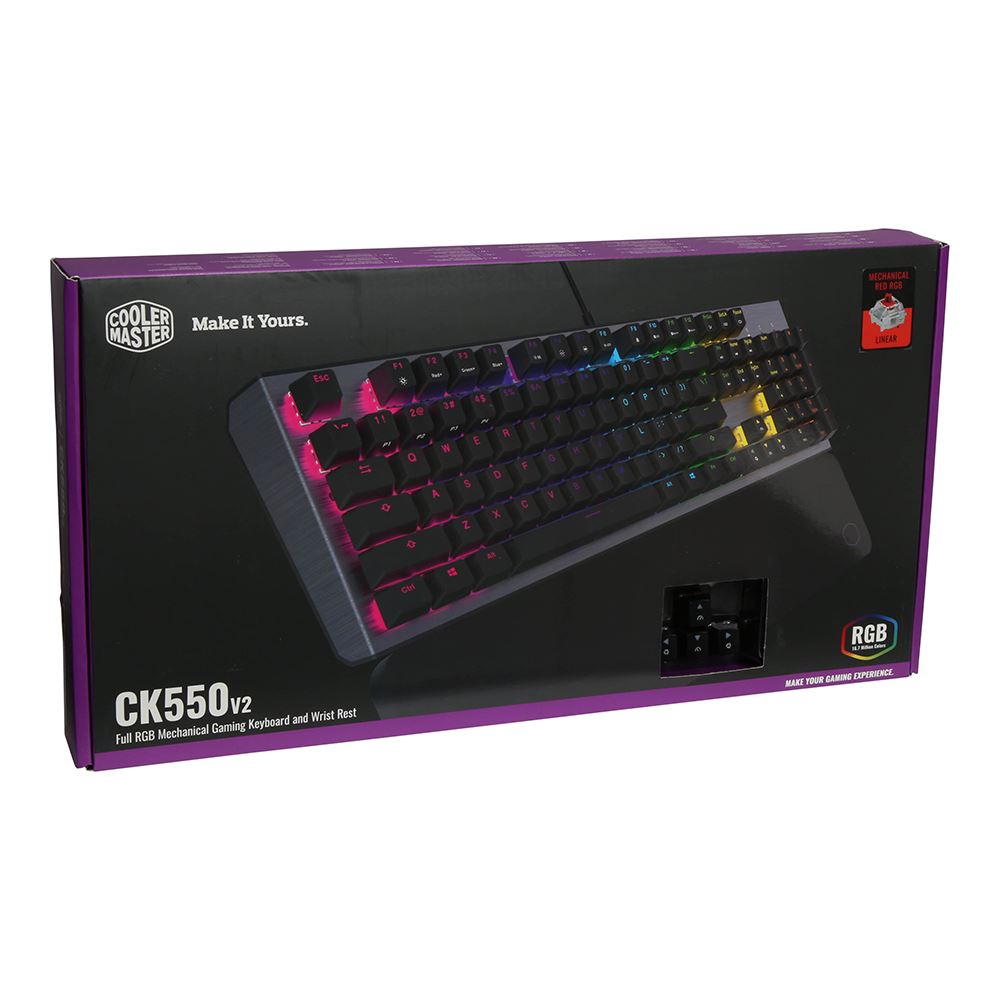Cooler Master Ck550 V2 Gaming Mechanical Keyboard Red Switch With Rgb Backlighting On The Fly Controls And Hybrid Key Micro Center