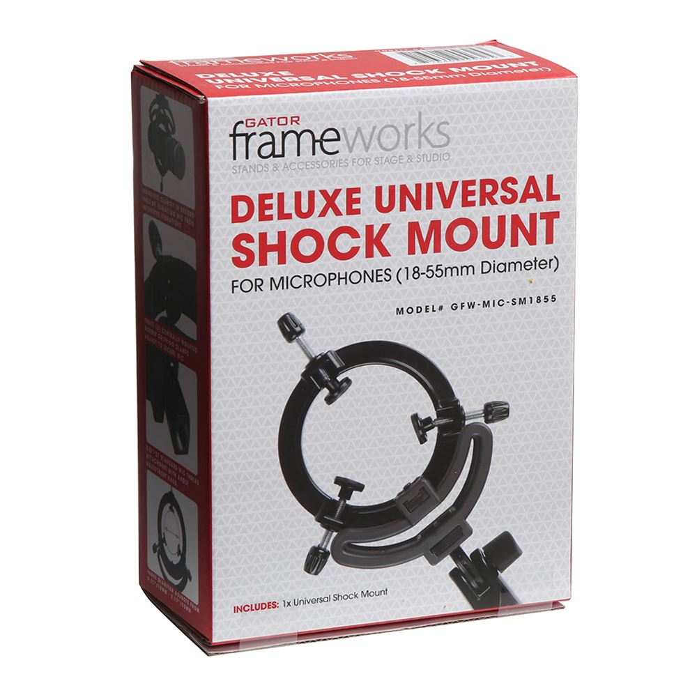 GFW-MIC-SM1855 Gator Frameworks Deluxe Universal Shockmount for Condenser Mics 18-55mm in Diameter