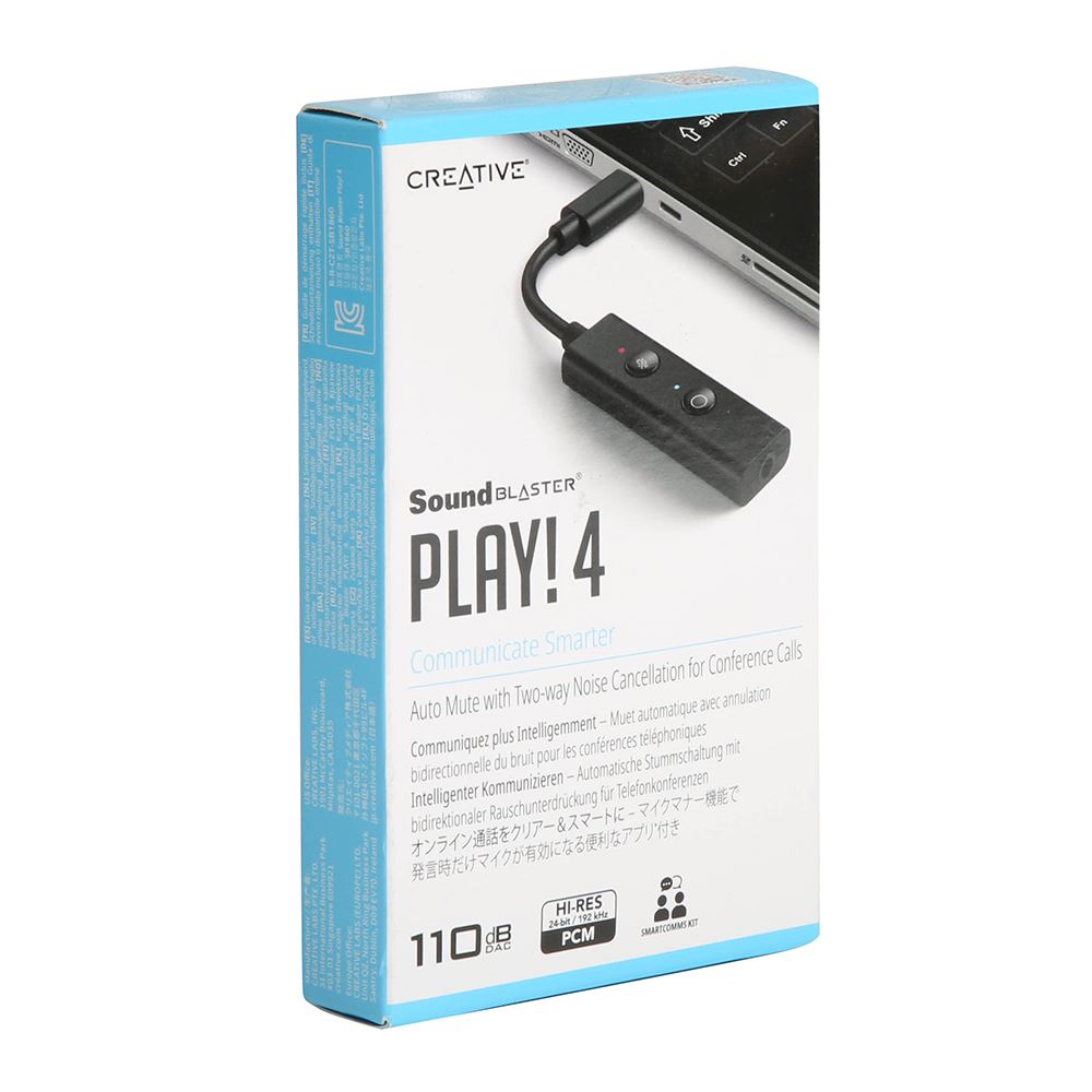 Creative Labs Sound Blaster Play 4 Hi Res External Usb C Dac And Sound Adapter Ft Voicedetect Auto Mic Mute Unmute Micro Center