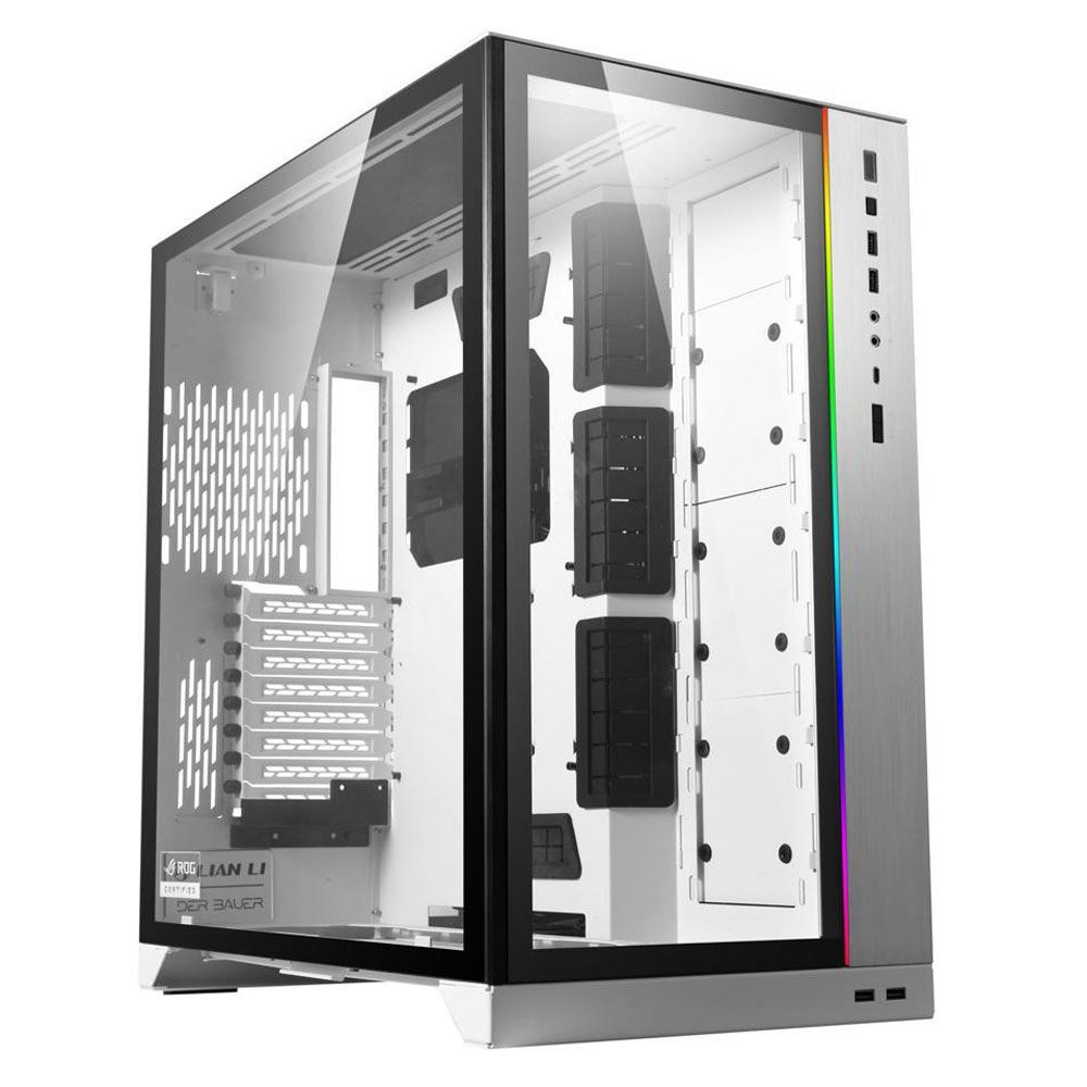 Lian Li O11 Dynamic Xl Rog Tempered Glass Eatx Full Tower Computer Case White Micro Center