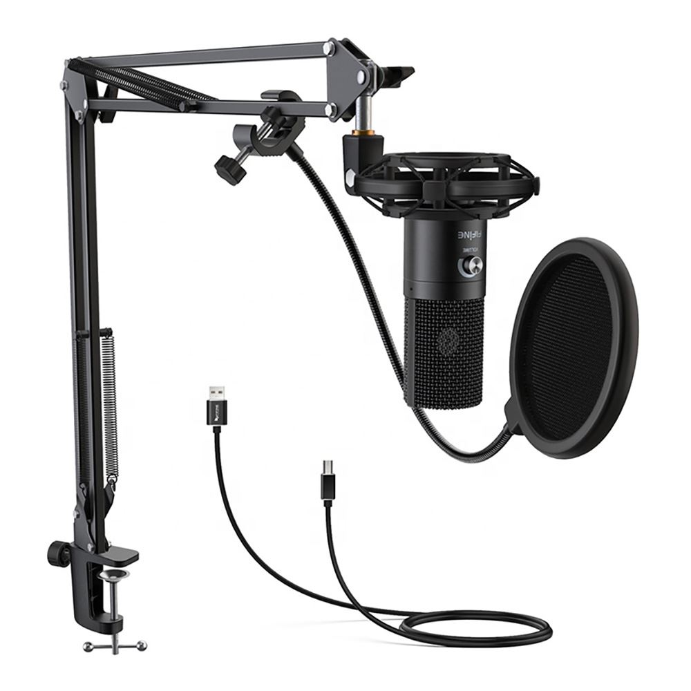 FiFine Studio Condenser USB Microphone Kit with Adjustable Scissor Arm  Stand Shock Mount for Instruments Voice Overs Recording Podcasting YouTube  