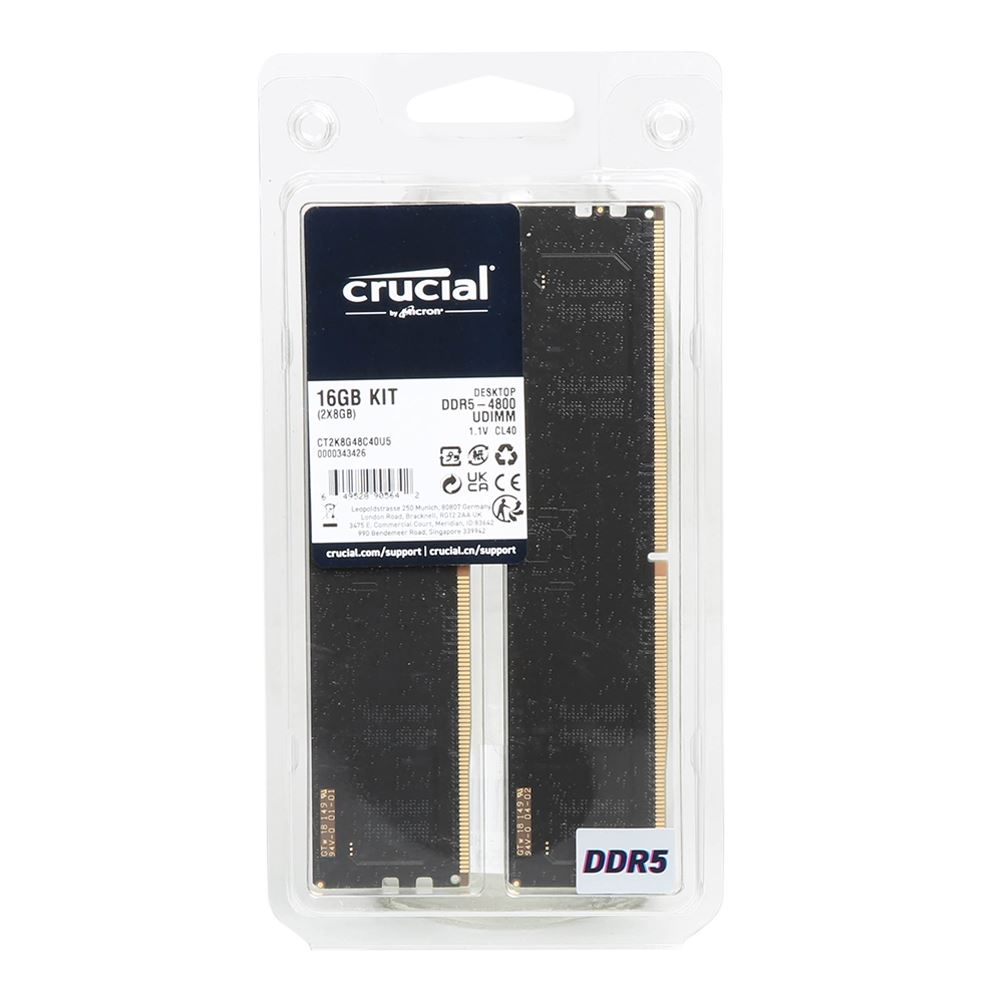 Ｃｒｕｃｉａｌ デスクトップ用増設メモリ 16GB s CL40 8GBx2枚 PC5-38400 DDR5 UDI 4800MT 目安在庫=○  CT2K8G48C40U5