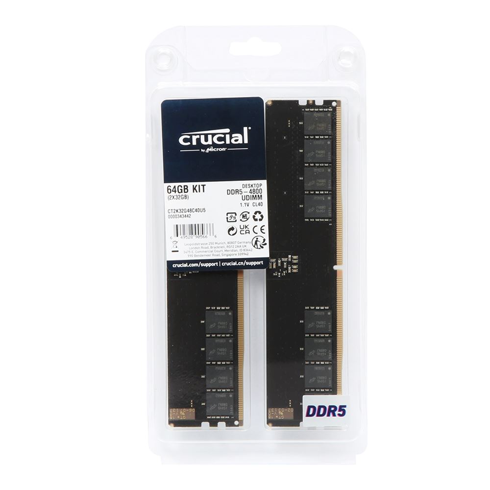 愛用 Crucial CT2K32G48C40U5 DDR5-4800MHz PC5-38400 64GB Kit 32GBx2