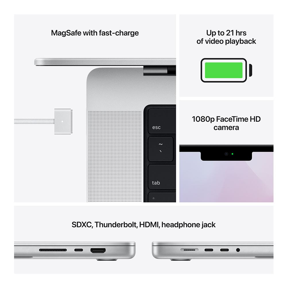Apple MacBook Pro MK1F3LL/A (Late 2021) 16.2" Laptop Computer - Silver;  Apple M1 Pro 10-Core CPU; 16GB Unified Memory; - Micro Center