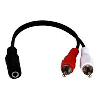 QVS 3.5mm TRS Female to Dual RCA Male Speaker Adapter 8 in. - Black