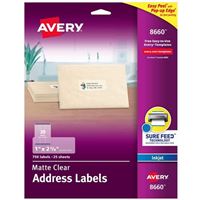 Avery 8660 Matte Clear Address Labels