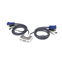 IOGear MiniView Micro USB Plus 2 Port KVM Switch with Audio and Cables