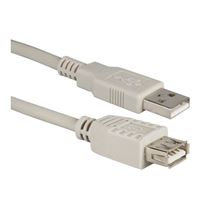 QVS USB 2.0 (Type-A) Male to USB 2.0 (Type-A) Female Adapter Cable 10 ft. - Beige