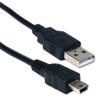 QVS USB 2.0 (Type-A) Male to USB Mini-B 5 Pin Male Cable 6 ft. - Black