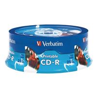 Verbatim CD-R 52x 700 MB/80 Minute Inkjet Printable Disc 25-Pack Spindle