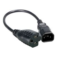 Micro Connectors IEC-60320-C14 Male to NEMA 5-15R Female Monitor Power Adapter 1 ft. - Black