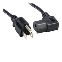 Micro Connectors NEMA 5-15P Male to Right Angle IEC-60320-C13 Female Power Cord 6 ft. - Black