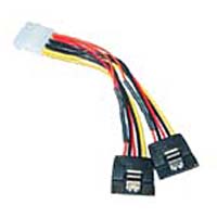 OK Gear 4-pin Molex to Dual 15 Pin SATA Power Cable Splitter - 6&quot;