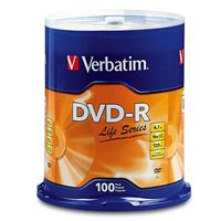 Verbatim Life DVD-R 16x 4.7 GB/120 Minute Disc 100-Pack Spindle