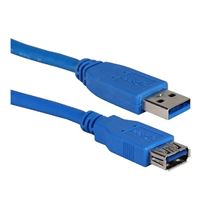 QVS USB 3.1 (Gen 1 Type-A) Male to USB 3.1 (Gen 1 Type-A) Female Cable 10 Ft. - Blue