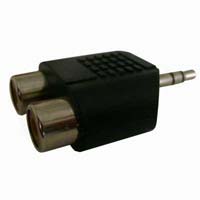 Vanco 3.5mm Stereo Plug to 2 x RCA Female Jacks Adapter Black