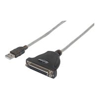 Manhattan USB 1.1 (Type-A) Male to DB-25 Parallel Female Printer Converter Cable 6 ft. - Black