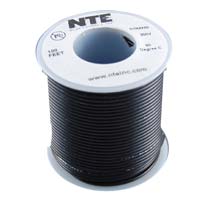 NTE Electronics WH24-00-100 Hook Up Wire, Stranded, Type 24 Gauge, 100' Length, Black