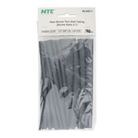 NTE Electronics HS-ASST-1 Thin Wall Heat Shrink Tubing Kit, Black, Assorted Dia, 6&quot; Length, 24 Pieces