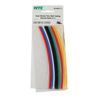 NTE Electronics HS-ASST-11 Thin Wall Heat Shrink Tubing Kit, Assorted Colors, 6&quot; Length, 3/32&quot; Dia, 10 Pieces