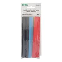 NTE Electronics HS-ASST-8 Thin Wall Heat Shrink Tubing Kit, Assorted Colors, 6&quot; Length, 3/8&quot; Dia, 10 Pieces