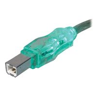 QVS USB 2.0 (Type A) Male to USB 2.0 (Type-B) Male Cable with Green LED's 6 ft. - Clear