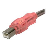 QVS USB 2.0 (Type-A) Male to USB 2.0 (Type-B) Male Cable with Red LED's 6 ft. - Clear