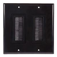 Just Hook It Up Decor Style Brush Bulk Cable Wall Plate Dual Gang - Black