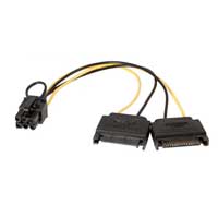 Kingwin 8&quot; Dual 15P SATA Power to 6P PCI Express Power Cable